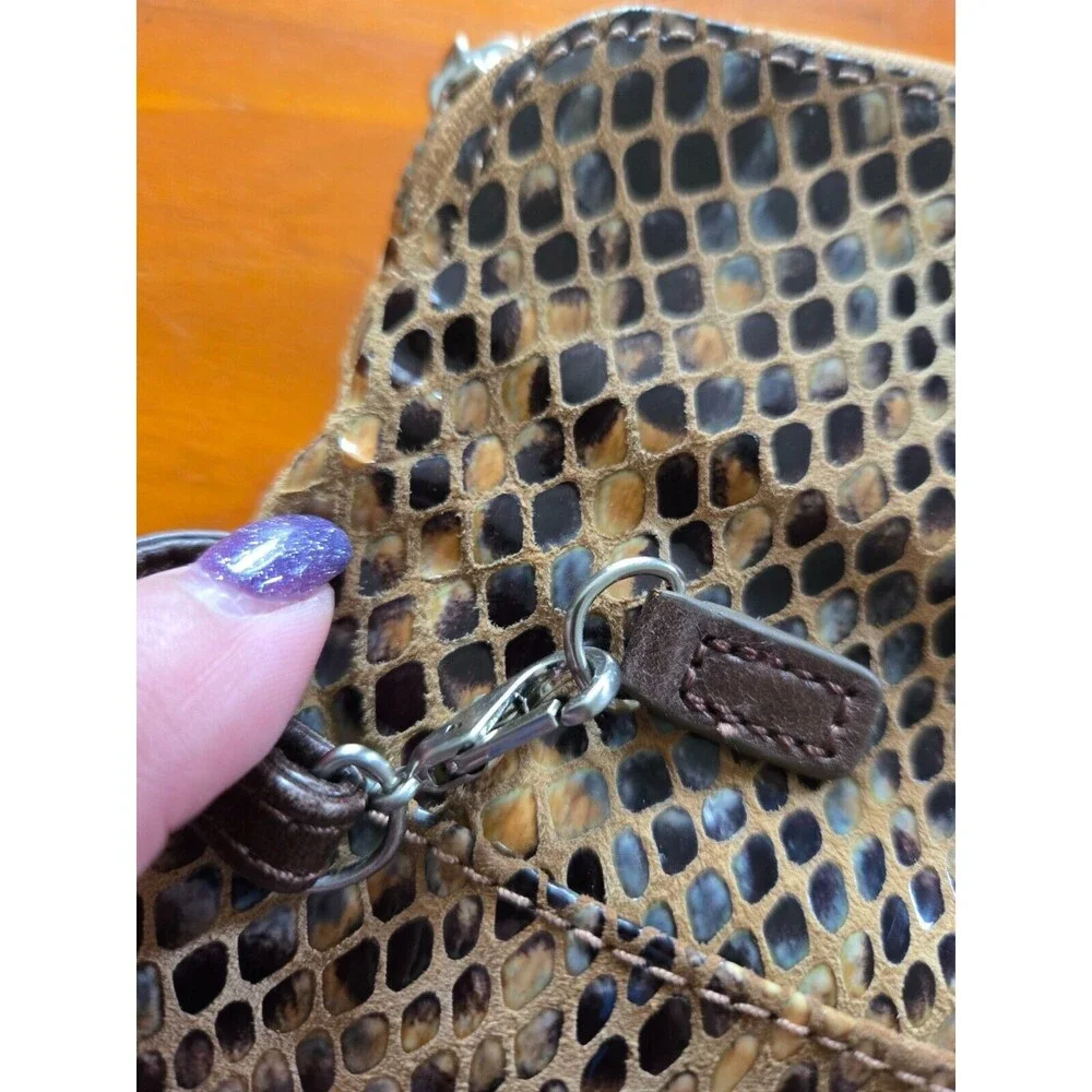 HOBO International Leather Snake Expandable Magnet Closure Clutch Bag